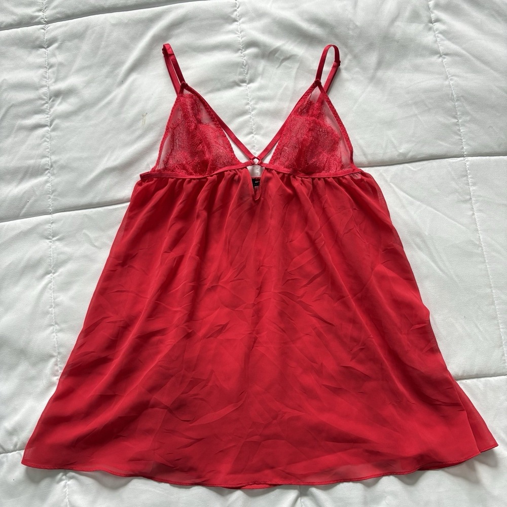 Victoria Secret VS Unlined Babydoll Chemise Slip Dress Red Womens Large Feminine